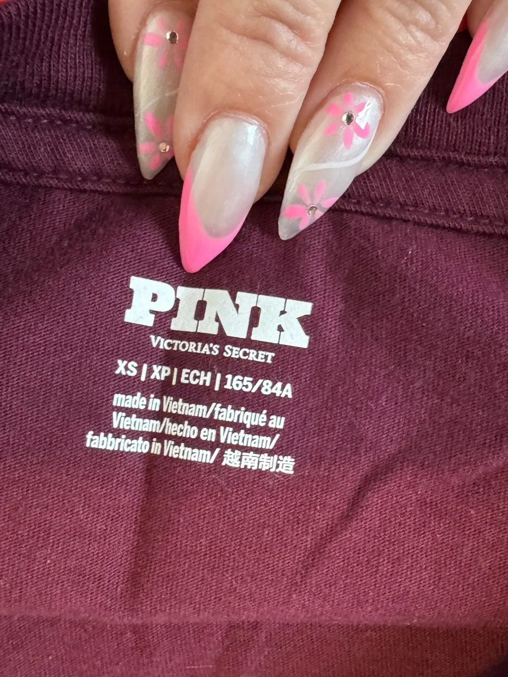 PINK Victoria's Secret Maroon sweatshirt, tshirt, pants set.